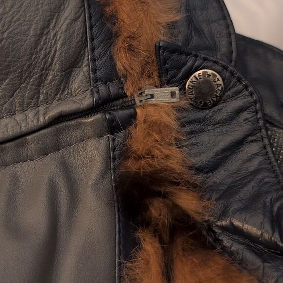 Vintage Jackie Vital leather fur &‎ knit jacket size medium - Picture 7 of 8